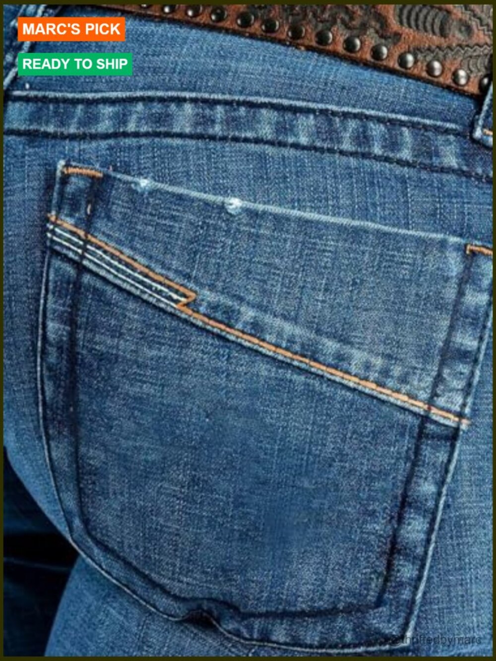 Mid Rise Bootcut Flare Jeans Distressed Stitch Stretch Denim Pants - Picture 5 of 7